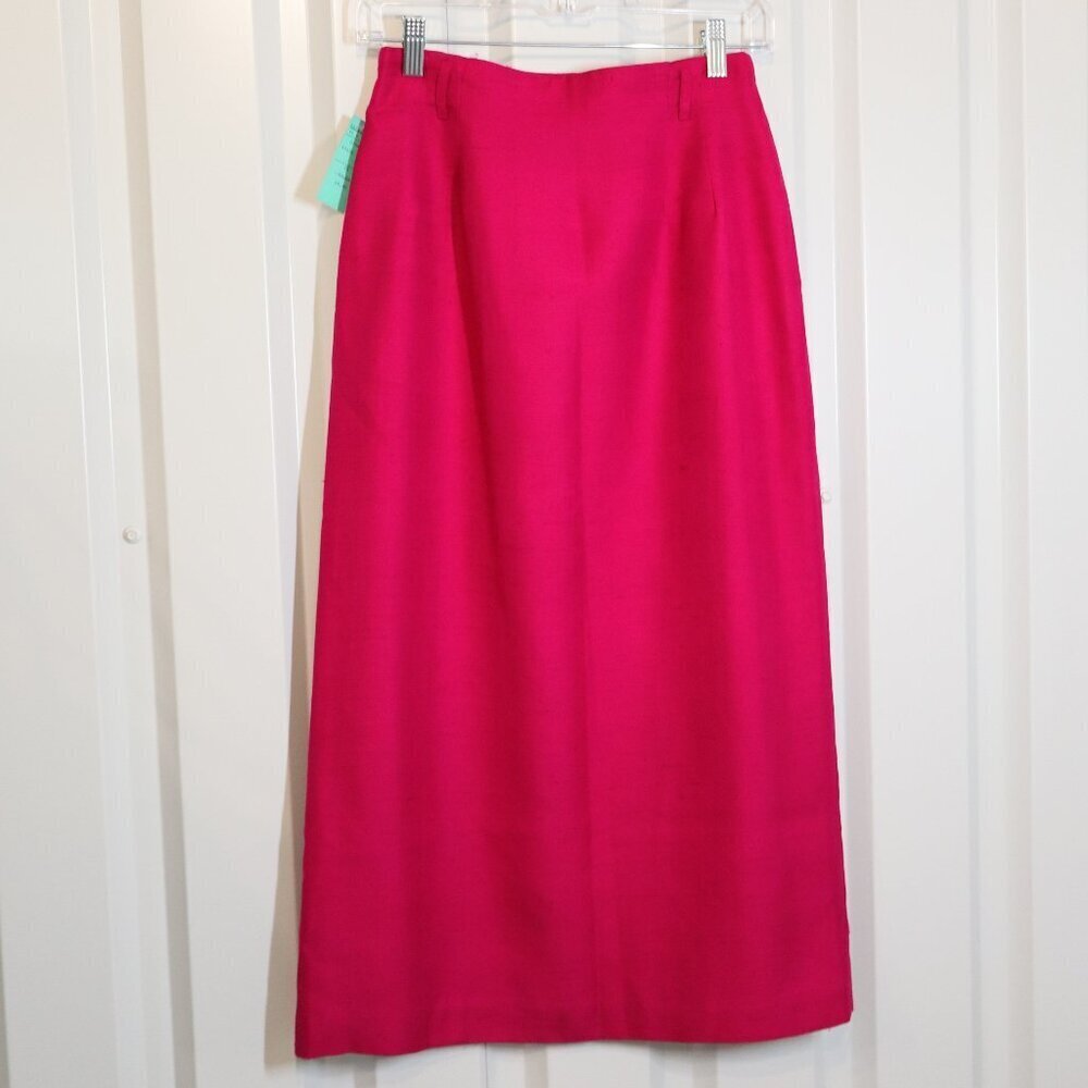 Nordstrom Vintage 100% Silk Skirt 80's Lined Magenta Label Size 10 fits 6 NWT